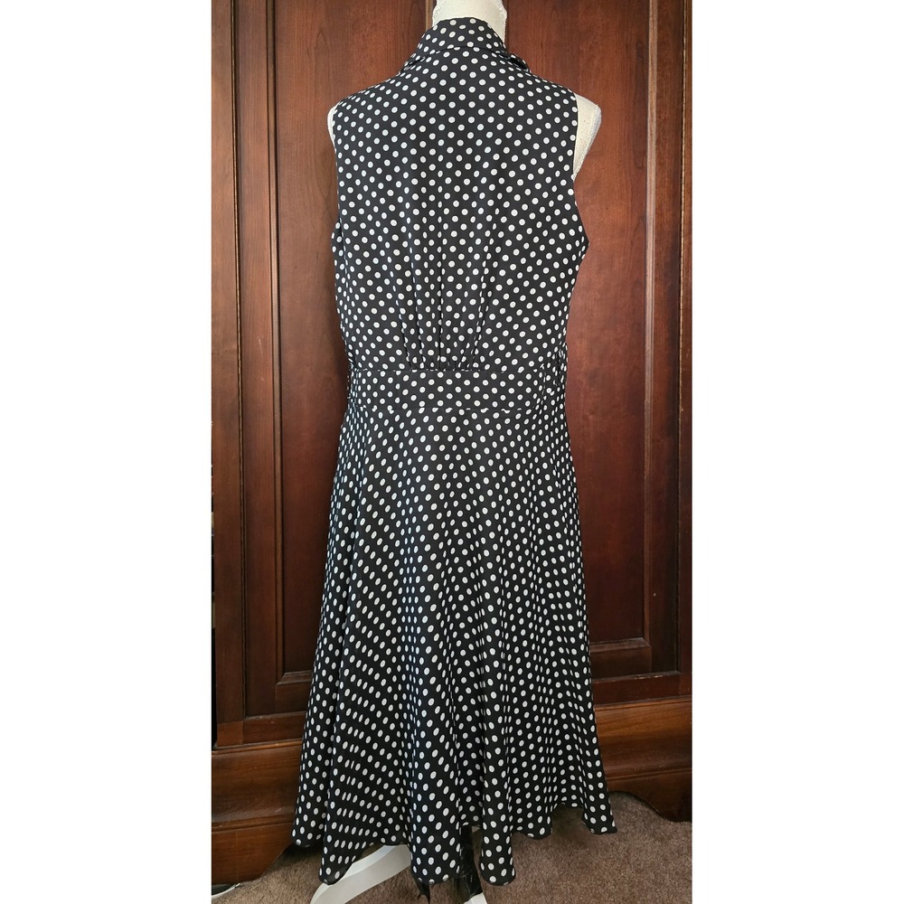 City Chic Womens Black White Polka Dot Ruffle Collared Midi Dress Size 16 Plus - Picture 3 of 10